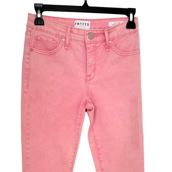 FRAYED Jordan Midrise Ankle Skinny Pink Jeans Size 00/24 RARE FIND Rare Color - Picture 3 of 13